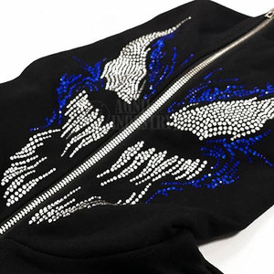 Service OEM – Nouveaux sweats à capuche zippés pour hommes en coton 100 % avec strass, écologiques, respirants, légers, confortables et de haute qualité - Product Image 2