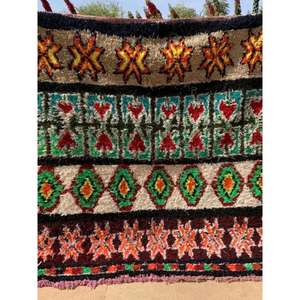 Auténtica Alfombra Marroquí Hecha a Mano, Boucherouite, Estilo Bohemio, Colorida, Vintage, Decoración Artesanal del Atlas - Product Image 1