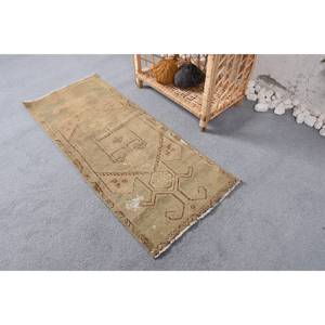 Tapis turc patchwork en laine beige vintage 1,4x3,4 pieds pour décorations de salon Style adolescent - Product Image 3