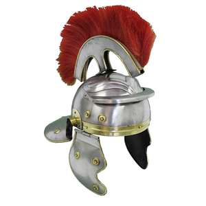 Casco Metálico Estilo Oficial con Pluma Roja - Product Image 1