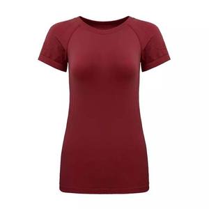 Camisetas de Yoga para Mujer, Cuello Redondo, Manga Corta, Absorben el Sudor, Secado Rápido, Transpirables, Ecológicas, Logotipo Personalizado, 100% Algodón, Sin Costuras - Product Image 1