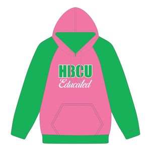 Sudadera con Capucha de Manga Raglán Rosa, Estilo Universitario, Bordado Chenille, Hermandad Griega Divine Nine, Moda Universitaria - Product Image 2