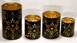 Modern Leaf Design Metal Candle Votive Set for Home Wedding Christmas & Parties Including Lanterns & Candle Jars - Product Image 2