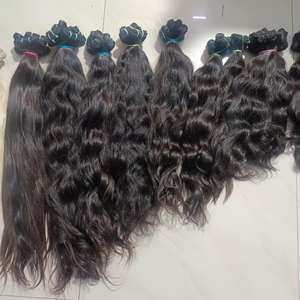 Vente en gros d'extensions de cheveux crus vierges authentiques indiens Remy extensions de cheveux humains Super Wave droites ondulées naturelles de meilleure qualité - Product Image 6