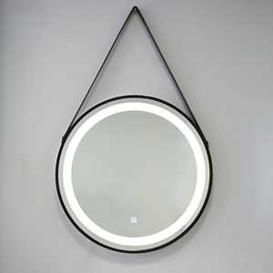 Espejo LED Redondo Retroiluminado de 60 cm con Marco Negro y Correa - Product Image 1