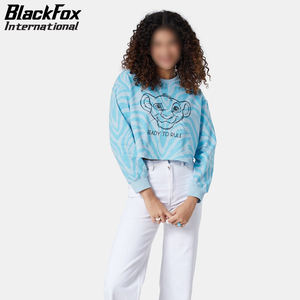 Streetwear femme Lion King imprimé sweat-shirt court avec Logo personnalisé respirant hiver vêtements d'extérieur typographique épaules tombantes - Product Image 5