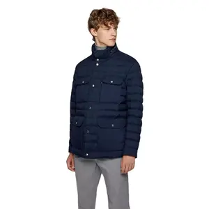 Chaquetas acolchadas de lona para hombre personalizadas más vendidas con cuello levantado para invierno, ropa impermeable para exteriores hecha en Pakistán - Product Image 5