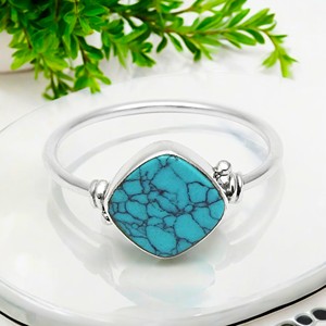 Venta caliente de buena calidad, piedra preciosa Natural azul turquesa, forma de cojín de Plata de Ley 925, anillo bohemio, joyería de piedra natal de diciembre - Product Image 3