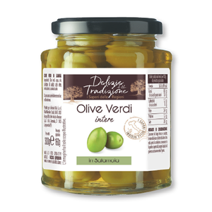 Delizie Tradizione, 8 Piezas de Aceitunas Verdi Enteras Tradicionales en Salmuera de 314 ml, Verduras en Conserva - Product Image 1