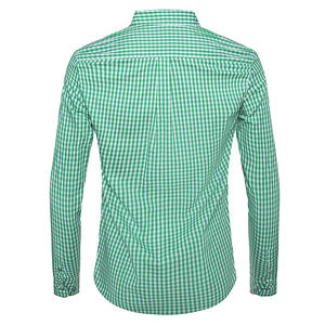 เสื้อเชิ้ตลายตารางบาวาเรียของผู้ชายแบบดั้งเดิมผ้าฝ้าย100% พอดีระบายอากาศได้ดีสำหรับฤดูใบไม้ผลิ - Product Image 4
