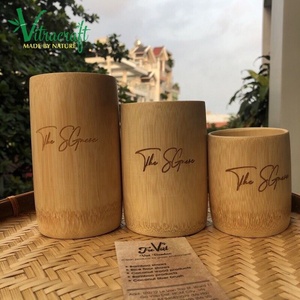 Taza de bambú grabada para beber, taza de madera para té, café, tamaño 8-12cm, bambú Natural de Vietnam - Product Image 5