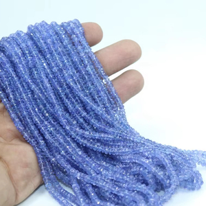 AAA Natural <b>Tanzanite</b> Faceted Rondelle Beads 3-4mm 16 Inches Royal Blue for Jewellery Making Indian Gem Store Customizable - Product Image 1