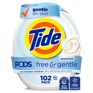 Cápsulas de Detergente Líquido para Ropa Tide Free and Gentle, 102 Unidades, Ecológicas, Desechables, Hipoalergénicas, Sin Perfume - Product Image 5
