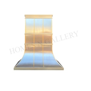 Cache-hotte murale en acier inoxydable brossé antique, artisanal et sur mesure, pour hotte de cuisine, avec design et finition personnalisés - Product Image 2
