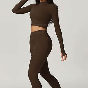 Conjunto de Yoga de 3 Piezas Personalizado para Mujer, Talla Grande, Cintura Elástica Delantera, Transpirable, Ligero, de Secado Rápido, 100% Algodón - Product Image 3