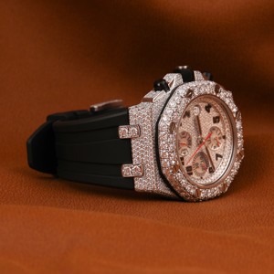 แฟชั่นผู้ชายเย็น LEB เติบโตเพชรสแตนเลสนาฬิกา VVS ความชัดเจนเพชรทดสอบประเภทธุรกิจยางแก้ว - Product Image 4