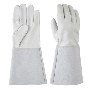 Gants de soudage Tig XL imprimés avec logo personnalisé, cuir de vache fendu résistant à la chaleur, équipement manuel de protection à vendre - Product Image 1