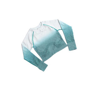 Femmes Sun Fade 2 pièces Yoga ensembles taille haute élastique Leggings femme séchage rapide dos nageur entraînement Fitness soutiens-gorge dames - Product Image 6