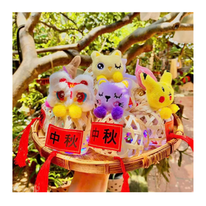 Hermosos recuerdos artesanales de regalo de bambú/ratán, Bola de ratán/linterna con oso de peluche tejido/conejo para el Festival del Medio Otoño - Product Image 5