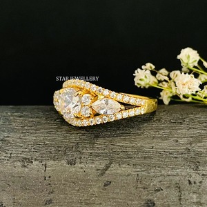 Bague de fiançailles STAR JEWELRY en or massif 14 carats, luxe chrétien, multi-pierres, diamant Moissanite taille brillant, sertie à griffes - Product Image 5