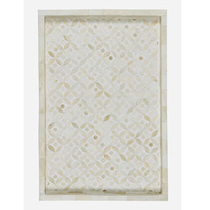 Plateau de service décoratif en os de résine polyvalent avec poignées pour pouf de table basse pour servir et exposer - Product Image 5