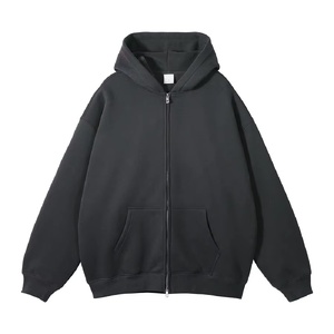Sudadera con capucha de lana de gran tamaño de alta calidad para hombre, ropa de calle de invierno, logotipo personalizado, nuevo diseño con cremallera, patrón sólido - Product Image 2