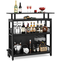 Nouveauté pour le divertissement à domicile : Tables de bar à jus et à vin noires personnalisées pour cuisine avec rangement