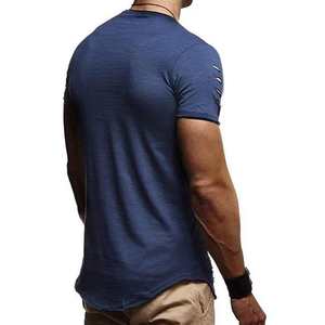 Personnalisable 100% coton Vintage à manches courtes en détresse chemise pour hommes haute qualité blanc Logo personnalisé en détresse t-shirt - Product Image 2