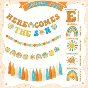 Voici le fils bébé douche bannière Boho gland <span class=keywords><strong>soleil</strong></span> bébé douche décoration premier <span class=keywords><strong>voyage</strong></span> autour du <span class=keywords><strong>soleil</strong></span> bébé douche fournitures - Product Image 3