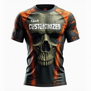 MMA Personnalisé Rash Guard Lisse Stretch Support Cool Tissu Respirant Séchage Rapide Impression Numérique 100% Polyester pour Arts Martiaux - Product Image 6