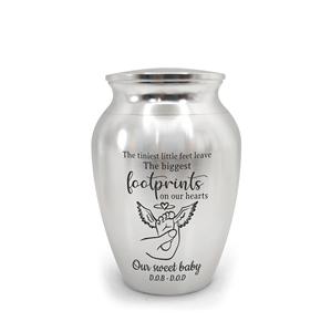 Mini urne personnalisée pour bébé en acier inoxydable Urne décorative gravée commémorative pour la perte d'un enfant en argent de taille personnalisée - Product Image 1