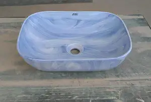 알맞은 가격에 있는 목욕탕을 위한 넓게 요구된 싱크대 세라믹 물자 세척 물동이 24X14 탁상용 대리석 물동이