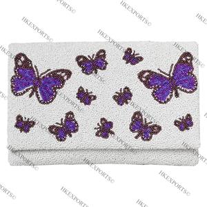 Embrayage perlé papillon violet fait à la main accessoire de mode unique pour sac de soirée femme - Product Image 1