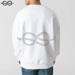 Varsity Sudadera Algodón Orgánico Color Blanco Manga Larga Ribetes Acanalados Ajuste Oversized Venta al por mayor Sudadera Personalizada - Product Image 2