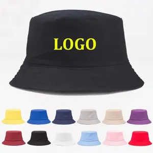 Sombreros de sol plegables de algodón en blanco al por mayor de alta calidad, sombrero de cubo bordado personalizado con estampado liso, precio razonable, servicio OEM - Product Image 1