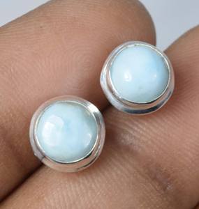 1 paire de clous d'oreilles nouvelle tendance originale Larimar pierres précieuses vente chaude boucles d'oreilles en argent sterling 925 pour femmes et filles - Product Image 1
