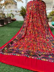 Luxury Heavy Embroidery Work Bridal Dupatta New Party <b>Favor</b> Colourful Neck Wrap Beach Wear Chinese New Year Wedding Gift Fake - Product Image 2