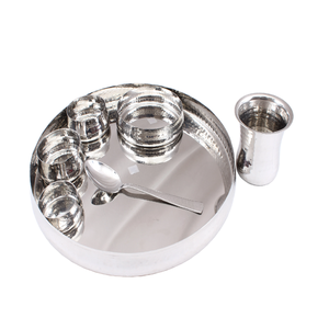 Safe Steel Dinner <b>Plate</b> Stainless Steel <b>Plates</b> Reusable Dishwasher Stainless Steel Dinner <b>Plate</b> With spoon - Product Image 4