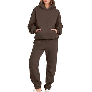 Ropa de invierno personalizada de alta calidad, conjunto de chándal femenino, ropa de calle, chándales gruesos de algodón de talla grande - Product Image 1