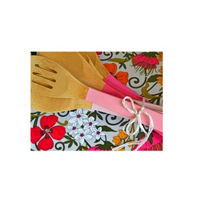 Juego de cubiertos de bambú de madera reutilizable biodegradable de madera desechable respetuoso con el medio ambiente, juego de cubiertos de viaje para acampar al aire libre - Product Image 2