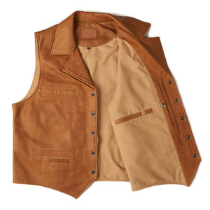 <b>Men's</b> High Quality Super Rider <b>Waistcoat</b> Custom Logo Casual Winter Style Breathable New Biker <b>Leather</b> Vest Wholesale Canvas - Product Image 4