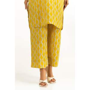 ชุดเซ็ต 2 ชิ้น ลายจีบสีเหลืองสำหรับผู้หญิง ชุดลำลองผ้าเครป ไซส์ XXS-2XL - Product Image 2