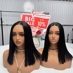 Bob perruques extension de cheveux humains os droit naturel noir couleur dentelle fermeture 2x4 dentelle transparente perruques vietnamiennes extension de cheveux - Product Image 3