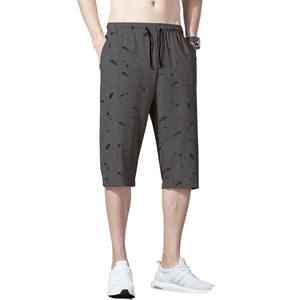 Shorts de sport pour homme avec logo personnalisé, motif floral, boutons décoratifs, tissu 100% coton anti-plis pour l'exercice estival - Product Image 2