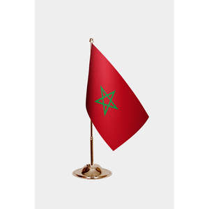 Drapeaux de table du Maroc imprimés numériquement avec mât en aluminium - Product Image 2