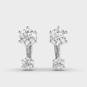 IGI Certified Lab Grown Diamond <b>Drop</b> Stud Earrings 18K Rose / Yellow / White Gold Round Brilliant Diamond Designer Earrings - Product Image 5