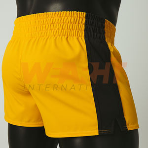 Personalizado amarillo y negro de cintura media MMA Kickboxing pantalones cortos de entrenamiento Casual sólido patrón Bermud - Product Image 4