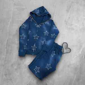 Chándal Unisex de diamantes de imitación para hombre de calidad superior al por mayor precio barato moda cremallera negro 100% algodón chándal deportivo para hombre - Product Image 5