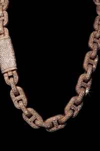 Chaîne cubaine en or rose rhodié de luxe sertie de diamants avec moissanite VVS, bijoux hip-hop orthodoxes, collier, cadeau de fête - Product Image 2