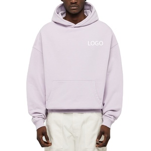 Sudadera con Capucha de Felpa de Algodón para Hombre, Lavanda, Oversize, Corte Relajado, Hombro Caído, Logotipo Personalizado, Estilo Urbano, Venta al por Mayor, Unisex - Product Image 1